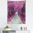 thumbnail image 1 of Trees Tapestry, Pastel Fuchsia Colored Blossoming Branches and Old Asphalt Road Scenery View, Fabric Wall Hanging Decor for Bedroom Living Room Dorm, 5 Sizes, Pink and Pale Teal, by Ambesonne, 1 of 1
