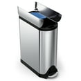 thumbnail image 2 of Simplehuman 40 Liter / 10.6 gal Stainless Steel Dual Compartment Butterfly Lid Kitchen Step Trash Can Recycler, Brushed, 2 of 4