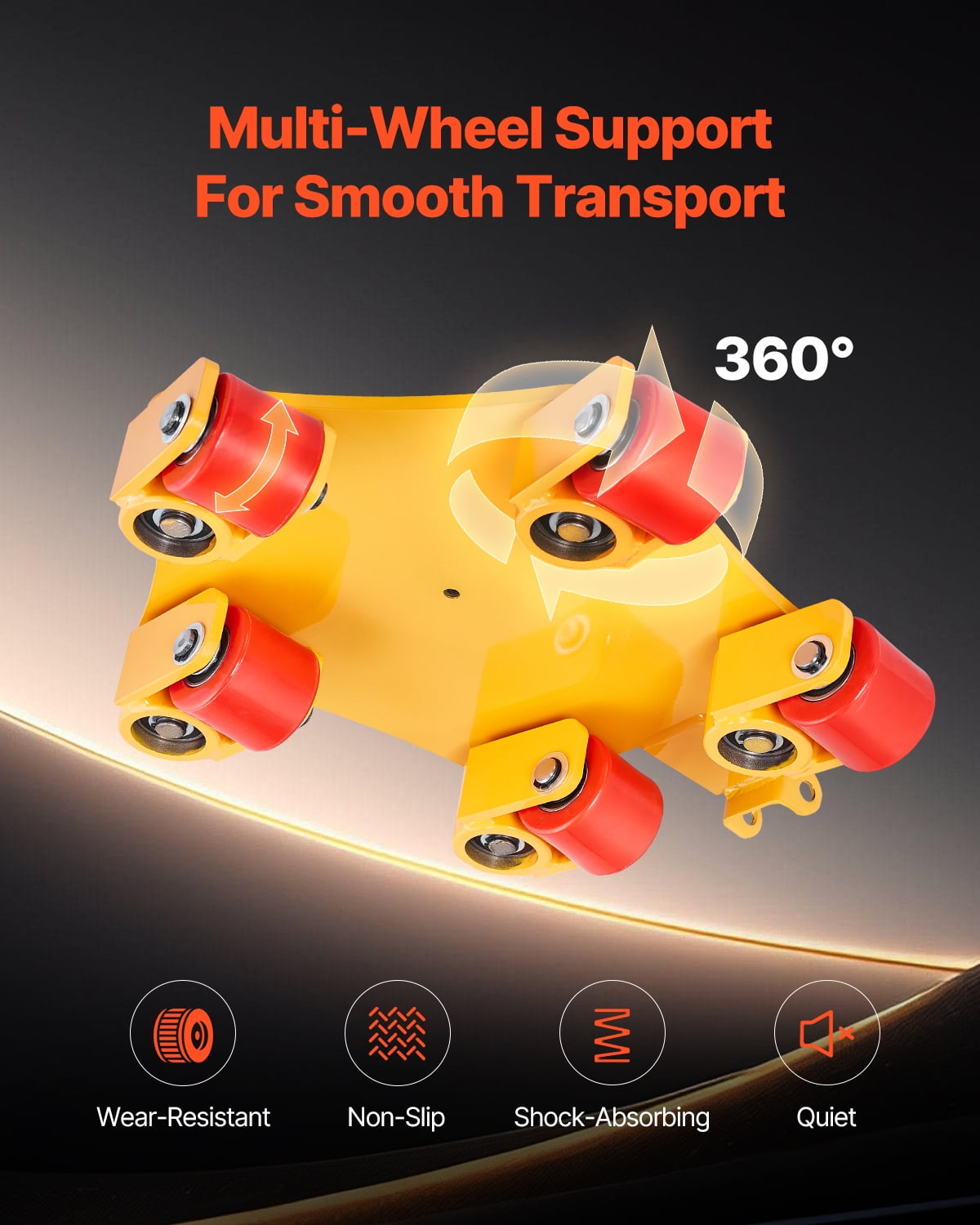 KFFKFF Equipment Dolly, 8800 lbs Equipment Moving Dolly, Equipment Transport Dolly with 360° Turning Capability and PU Pivot Wheels, Robust Industrial Equipment Transporter with Handle for Warehouse