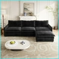 thumbnail image 3 of Modern Corduroy 3-Seater L-Shaped Couch with Movable Footrest - Oversized Deep Seat for Living Room, 3 of 13