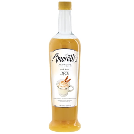 Amoretti - Premium Eggnog Syrup, 94 Servings Per Bottle (750 ml), with Pump for Flavoring Coffees, Cocktails, and other Beverages, Gluten Free, GMO/GEO Free, Preservative Free