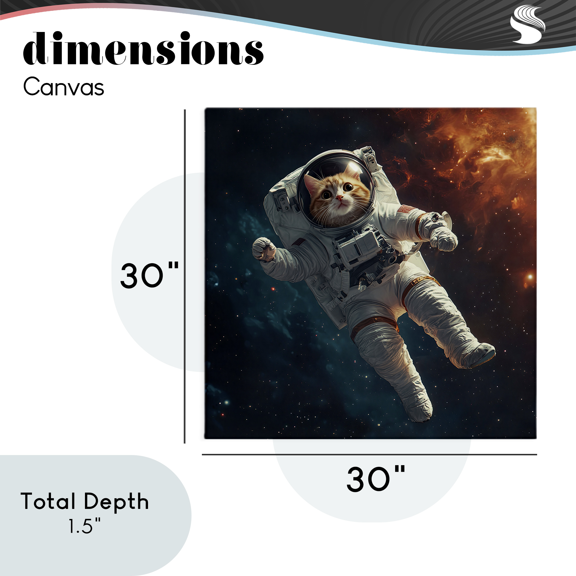 Interstellar Cat Astronaut Canvas Wall Art, design by Jim Baldwin