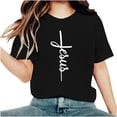 thumbnail image 1 of Camisetas de Cuello de Tripulación de Manga Corta para las Mujeres Cartas de Impresión de Pascua Camiseta de Manga Corta, Spandex de Poliéster, 1 of 5