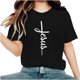 thumbnail image 1 of Camisetas de Cuello de Tripulación de Manga Corta para las Mujeres Cartas de Impresión de Pascua Camiseta de Manga Corta, Spandex de Poliéster, 1 of 5