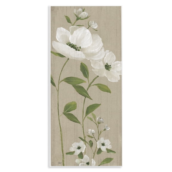 Stupell Industries Curved Poppy Blossoms Plants & Flowers Painting Unframed Art Print Wall Art, 7 x 17