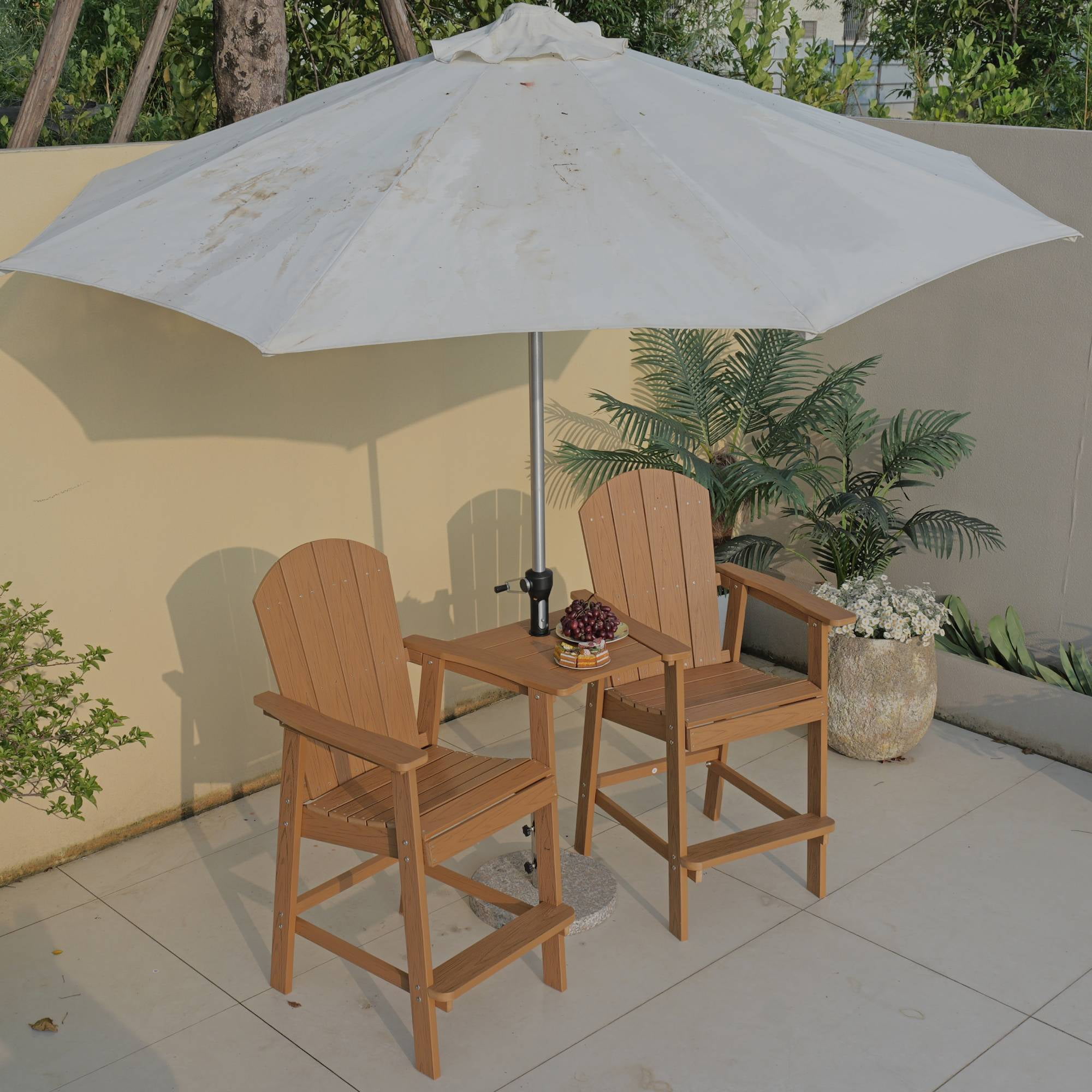 Outdoor Bar Chair, Leisure High Seat Stool for Patio Garden Backyard Casual Evening Party Gathering, Teak