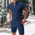 thumbnail image 2 of YYDGH Men's 2 Piece Short Sets Summer Suits Casual Beach Vacation Outfits Fashion Polo Shirts Short Sleeve and Shorts set, 2 of 6