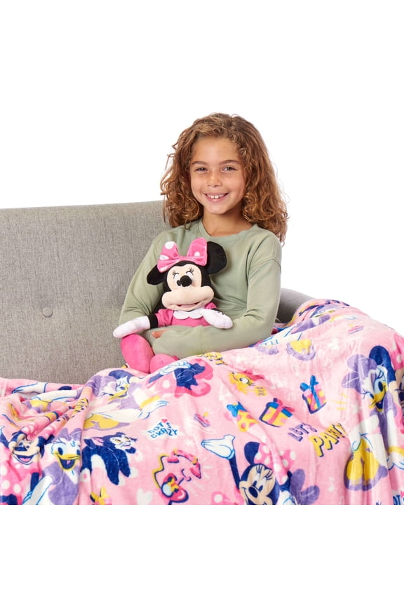 Minnie Mouse Kids Plush Hugger with Silk Touch Throw Blanket Set, 50x60 inches