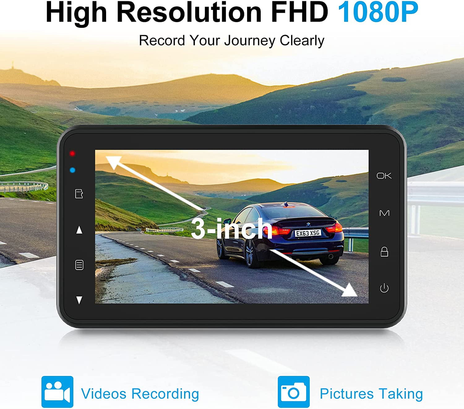 AQV Dash Cam Front 1080P WiFi, Mini Dash Camera for Cars with App Control,  170° Wide Angle, G-Sensor, Loop Recording, Super Night Vision, Safer Super