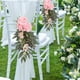 thumbnail image 4 of Decoración de respaldo de silla de boda de seda rosa con hojas y cinta - Arreglo floral de la ceremonia de pasillo 40x15cm, 4 of 8