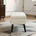 thumbnail image 4 of Hassch 43.3 Inch Upholstered Storage Bench in White PU Leather, Modern Bedroom End of Bed Ottoman with Button Tufted Seat and Solid Wood Legs, for Entryway Hallway Living Room, 4 of 9