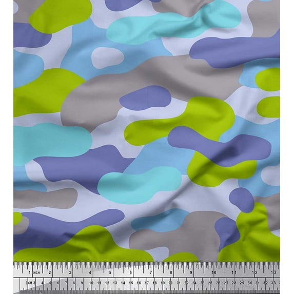 Soimoi Velvet Fabric Two Tone With Grey Camouflage Printed Craft Fabric by the Yard 58 Inch Wide