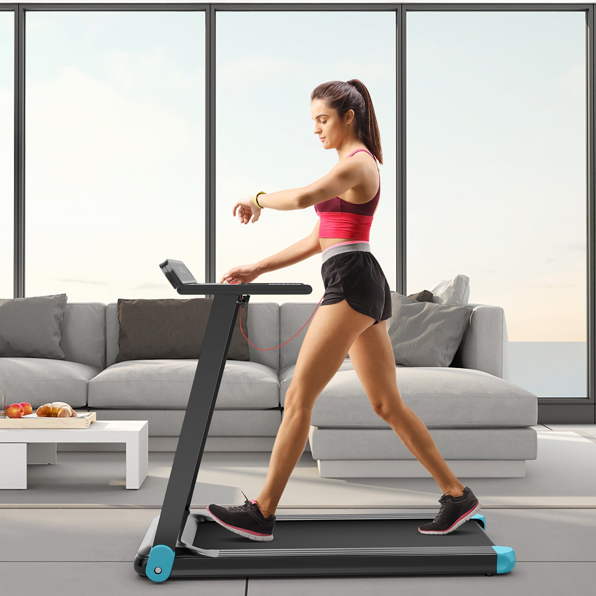 Costway  Electric Treadmill Compact Walking Running Machine w/APP Control Speaker