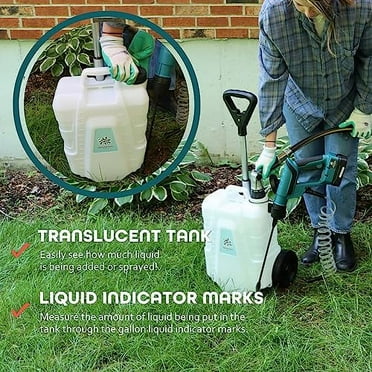 Shower MAX Battery Powered Sprayer - Electric Rolling Garden Sprayer - 4-Gallon