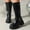 Black, variant on Knee High Boots for Women Adjustable Buckles Chunky Low Heel Fashion Lug Sole Motorcycle Boot Black 5.5
