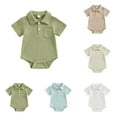 thumbnail image 2 of Fengactive Baby Boy Bodysuit Short Sleeve Romper Collared Onesie Front Pocket Snap Crotch Outfit, 2 of 4