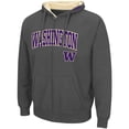 thumbnail image 2 of Men's Colosseum Charcoal Washington Huskies Arch & Logo 3.0 Full-Zip Hoodie, 2 of 3