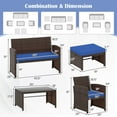 thumbnail image 3 of Gymax 6 PCS Patio Furniture Set w/ 1 Loveseat 1 Coffee Table 2 Armchairs 2 Ottomans Blue, 3 of 7