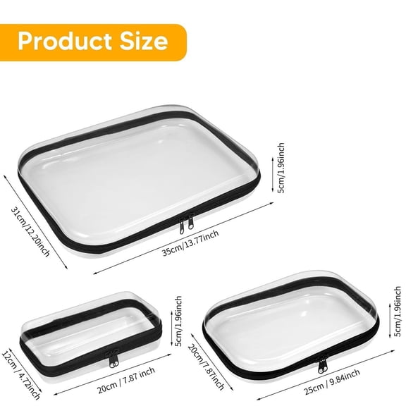 Double Zippered Hard Plastic Case Cosmetic Bag Portable Organizer For Travel Make Up Tools Toiletries Toy Storage (A, 23*5*18cm)
