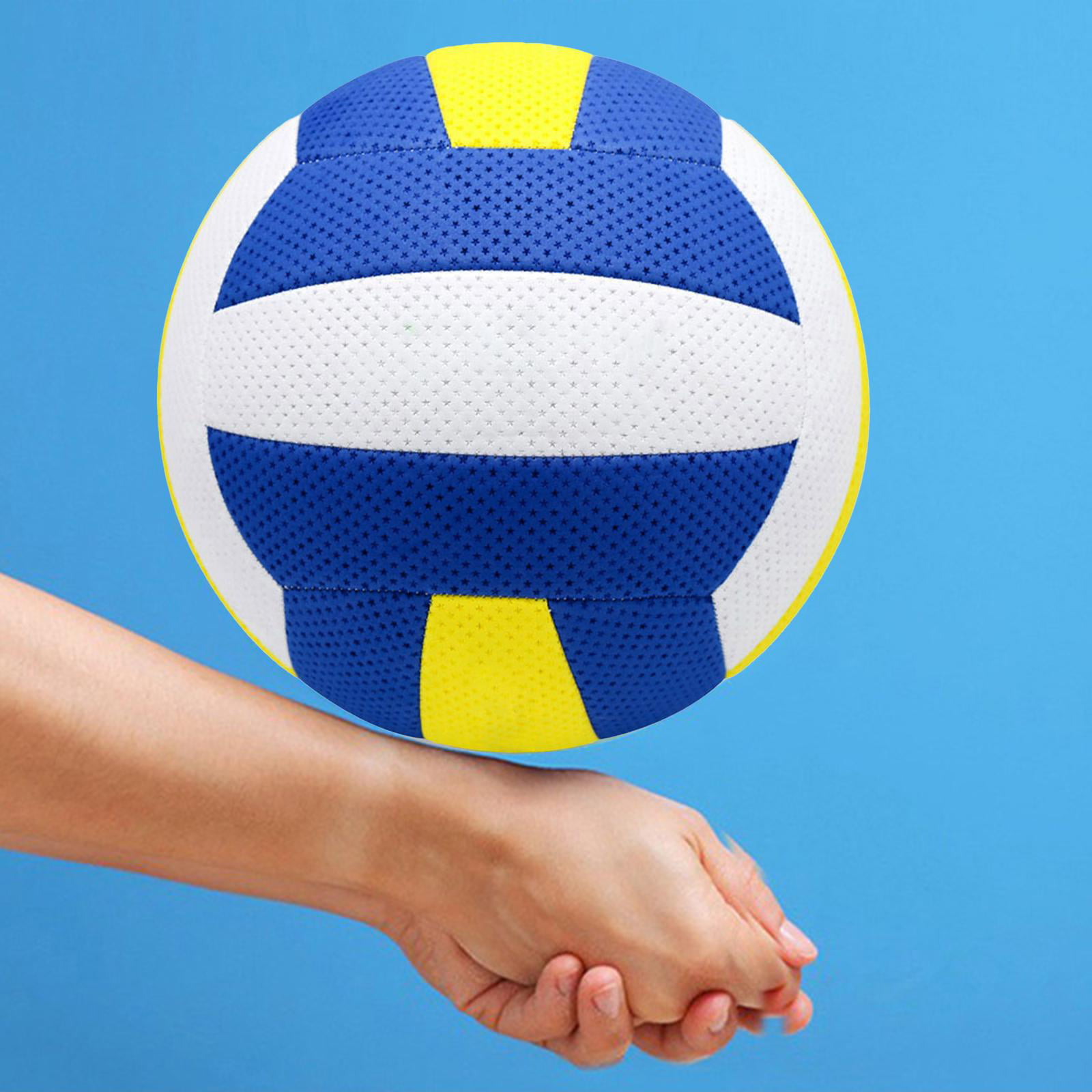 Professional Indoor Volleyball PU Leather Outdoor Ball w/ Ball Pump Beach  Gym Training play children Beginner Teenager Blue Yellow