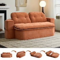 Jopath Sleeper Sofa Bed with 2 Pillows,Corduroy Convertible Futon Sleeper Sofa Couch,Modern Floor Sofa Bed,Folding Mattress for Living Room,Small Spaces,Caramel
