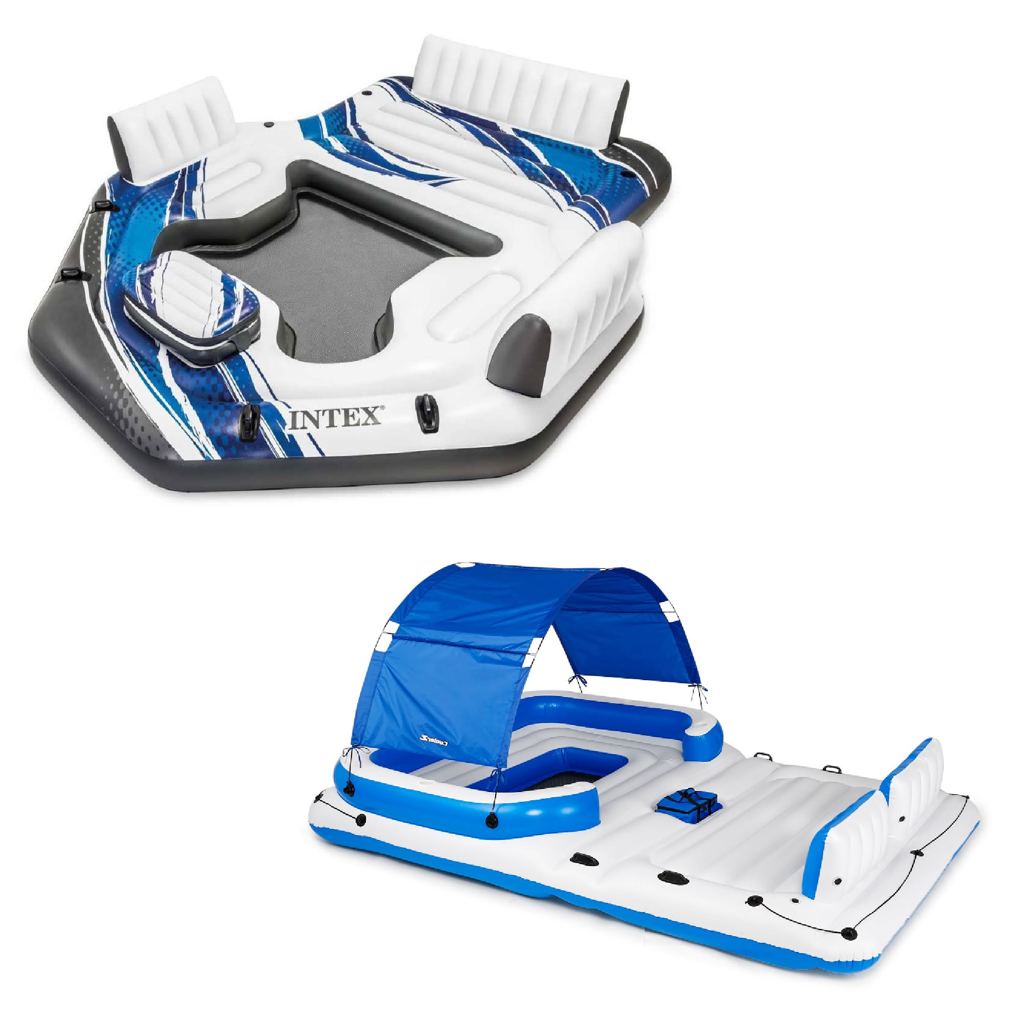 Intex 57272EP Adult 5 Seat Inflatable Island Lounge & 43105E 6 Person Pool Raft - Walmart.com