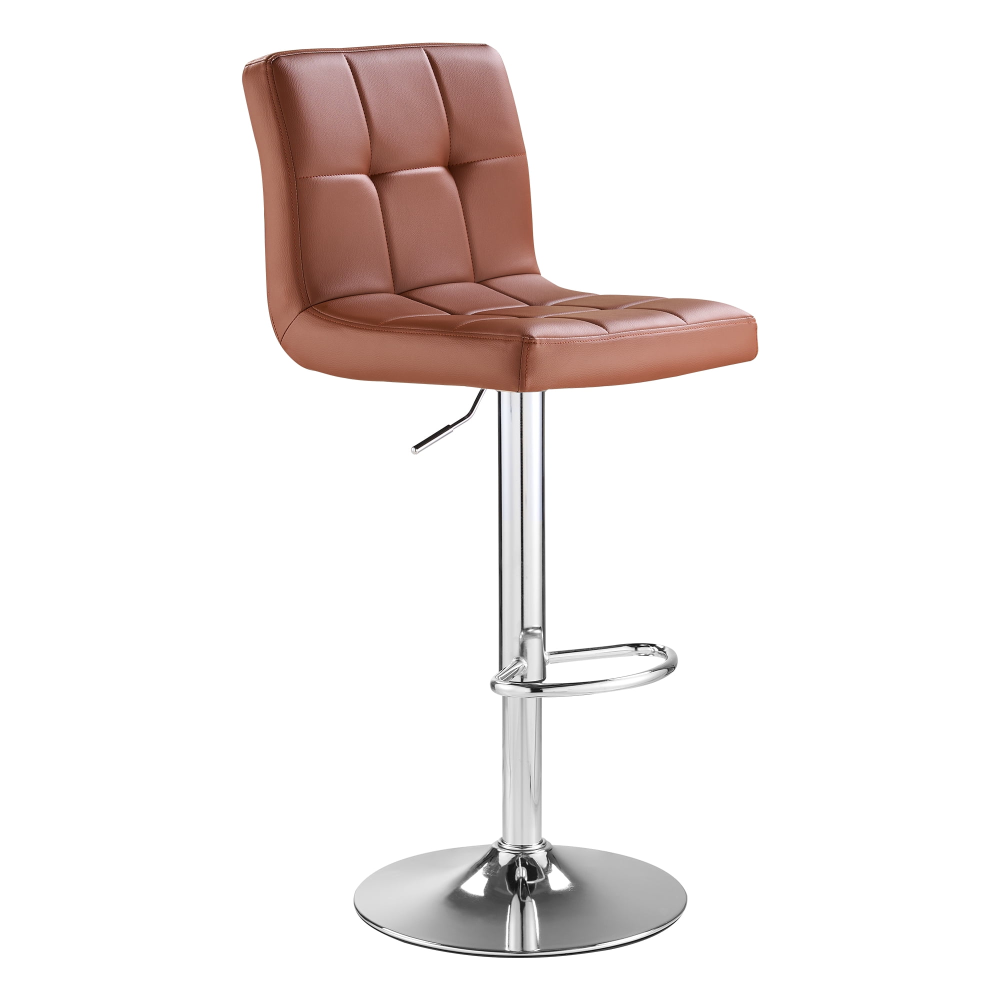 SAETSFEG Bar Stools, Thickened Seat Cushion Adjustable Swivel Bar Stool with Backrest, Counter Height PU Leather Bar Chairs for Kitchen Island, Dining Room, Brown