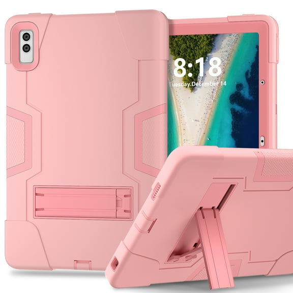 ELEHOLD Rugged Hybrid Case for Lenovo Tab M10 5G 10.6 Inch 2023, Tri-Layers Hard PC Soft Silicone Hidden Kickstand Anti-Scratch Shockproof Heavy Duty Case for Kids Men Women,Rosegold