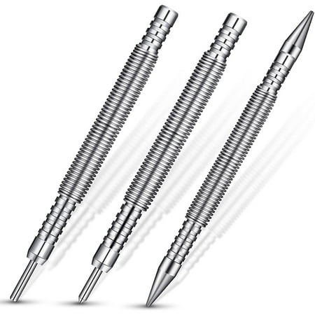 

3 Pcs Nail Set and Hinge Pin Tool Center Punch Spring Loaded Nail Set for Door 1/32 Inch 1/16 Inch Dual Head 1/8 Inch