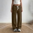thumbnail image 5 of Noric Women Fashion Casual Wide Leg Sweatpants Loose Fit Drawstring with Pockets Long Pants Trousers, 5 of 9