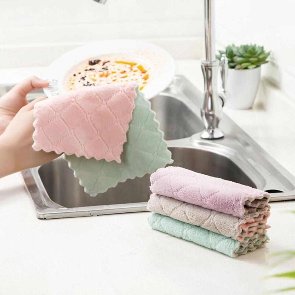 1/5 Pcs Super Absorbent Microfiber Kitchen Dish Cloth High-efficiency  Tableware Household Cleaning Towel kitchen accessories