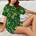 thumbnail image 4 of Fotbe Cat St Patrick's day Conjunto de Pijama Estampado para Mujer, 2 Piezas, Ropa de Dormir con Camiseta de Manga Corta y Shorts Suaves-Medium, 4 of 6