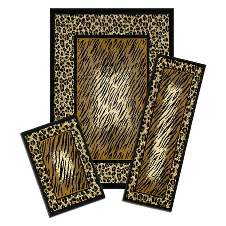 Capri 3 Piece Rug Set, Leopard Skin