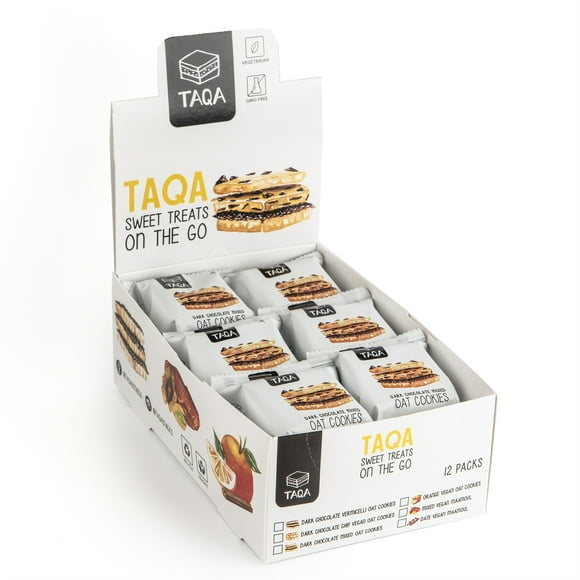 Taqa Biscuits à l'Avoine - Chocolat Noir Mélangé (Boîte de 12)