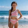 thumbnail image 2 of YEPGAR Girls Bikini Set 2 Piece Swimming Dress High Waisted Padded Bathing Suit Comfortable Girls' Swimwear for 7-16 Years (Pink, 11-12 Years), 2 of 4