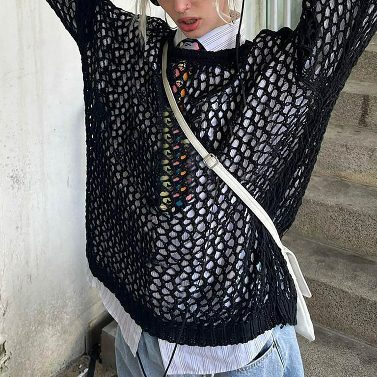  Yozazzy Women's Knit Crochet Crop Tops Long Sleeve