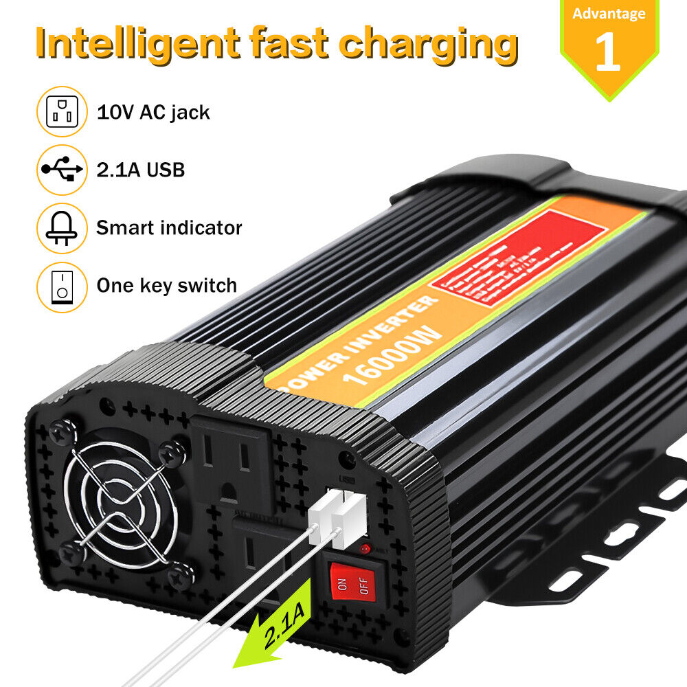16000W Power Inverter 200W Solar Panel 12V Battery Charger Kit + 110V Controller