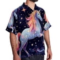 thumbnail image 2 of Starry Unicorn Men's Short Sleeve Beach Shirts Hawaiian Button Down Casual Summer Printed Unisex Top, 2 of 6