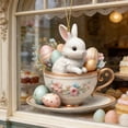 thumbnail image 5 of POLISE Spaces Bunny in Teacup with Flowers 2D Acrylic Easter Ornament for Tree, Wall or Shelf, Pastel Egg & Floral Design, Spring Home Decor & Gift for Collectors, 5 of 6