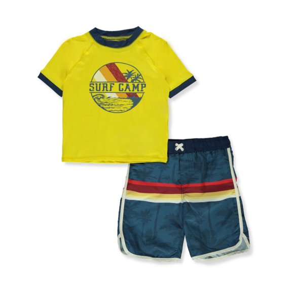 iXtreme Boys Short Sleeve Rash Guard and Swim Trunks 2-Piece Swim Set, Sizes 4-14
