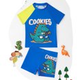 thumbnail image 2 of Boys 2 Piece Swimsuits UV 50+ Rash Guard Shark Print Short Sleeve Bathing Sets with Swim Trunks Hawaiian Beach Sports Swimwear, 2 of 9