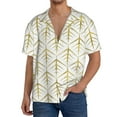 thumbnail image 2 of Picia White And Gold Geometry Men's Linen Shirts Short Sleeve Cuban Beach Shirts Casual Shirts Button Down Shirt for Men Beach Summer Wedding Shirt-X-Large, 2 of 7