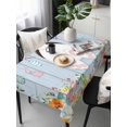 thumbnail image 2 of Easter Rectangle Tablecloth, Spring Watercolor Bunny Eggs Flower Wood Grain Blue Waterproof & StainResistant Tablecloth, Washable Oil-proof Table Cover for Dining/Party/Wedding/Buffet 54x108 In, 2 of 9