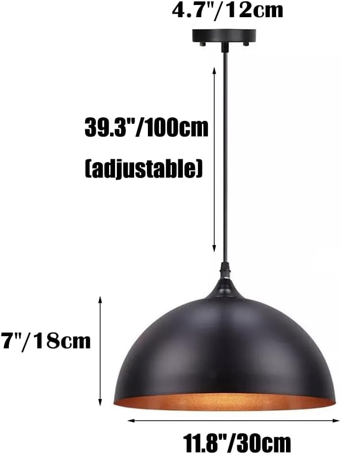 Black Gold Metal Pendant Light for Kitchen Island, American Retro Pendant Lighting for Dining Room, Rustic Industrial Style Pendant Light Fixture, Vintage Farmhouse Pendant Lamp for Shop Over Table