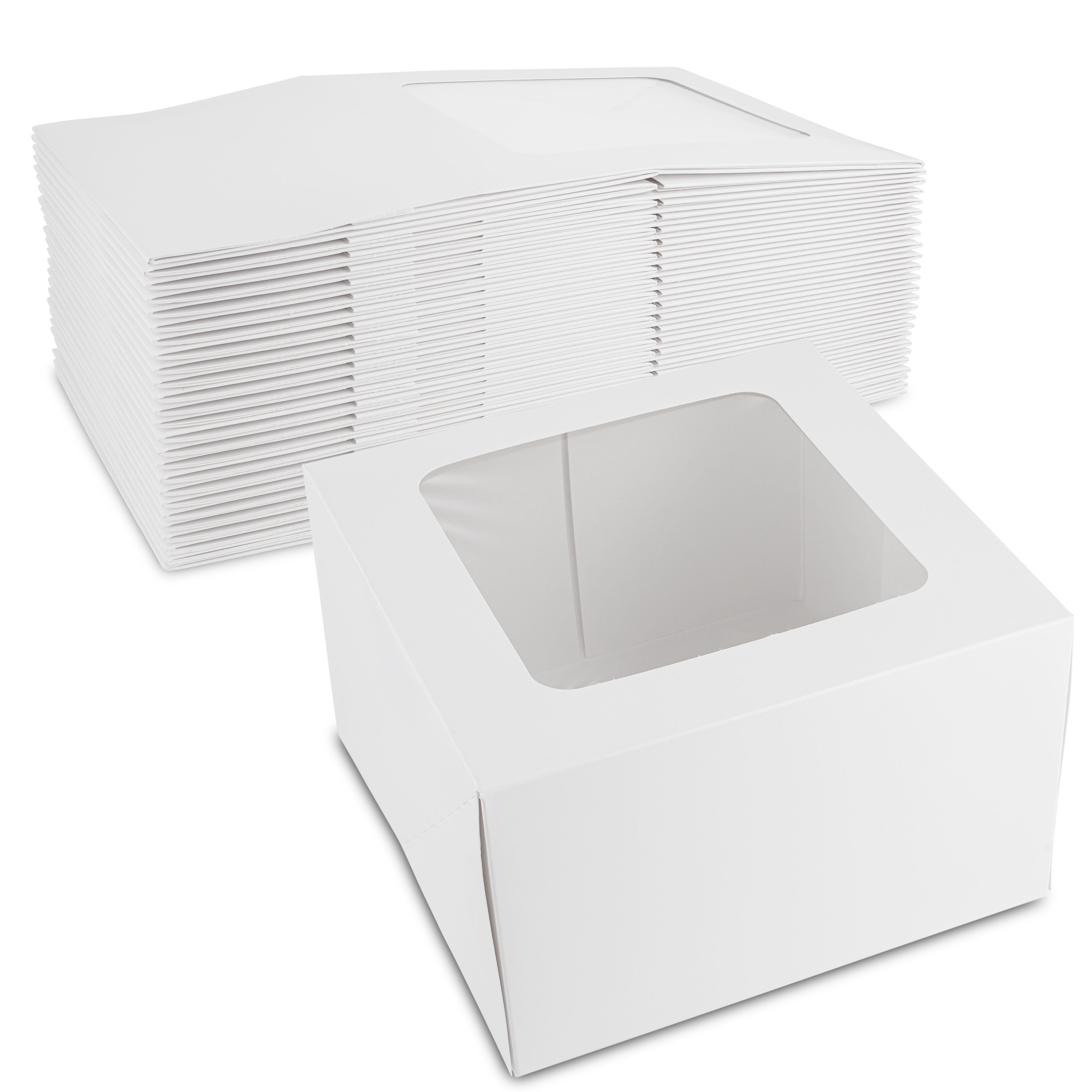 15 Pieces 8" x 8"  x 2 1/2"  White  Auto-Popup Bakery Box by MT Products 