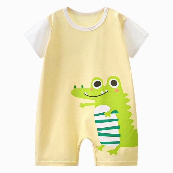 CAUYDY Preemie Sleepers Newborn Girls Boys Spring Summer Short Sleeved Romper Pajamas Sizes 0-24Months Unisex Baby Infant Clothing Sizes 6-12 Months,Light Yellow
