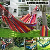 Portable Outdoor Camping Hammock Canvas Swing Hanging Bed Beach w/ Carry Bag(Blue)