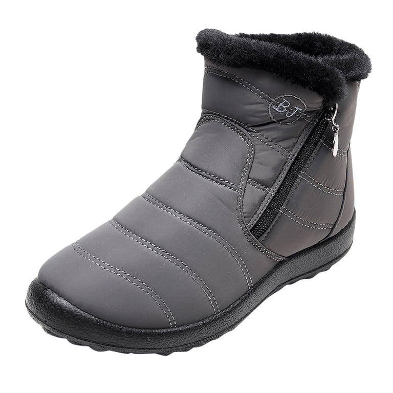 Winter Snow Boots Black Nylon Lace Up Warm Ankle‎ Boots WINTER TECS Womens Brown Waterproof Treaded Nylon Round Toe  main image 2