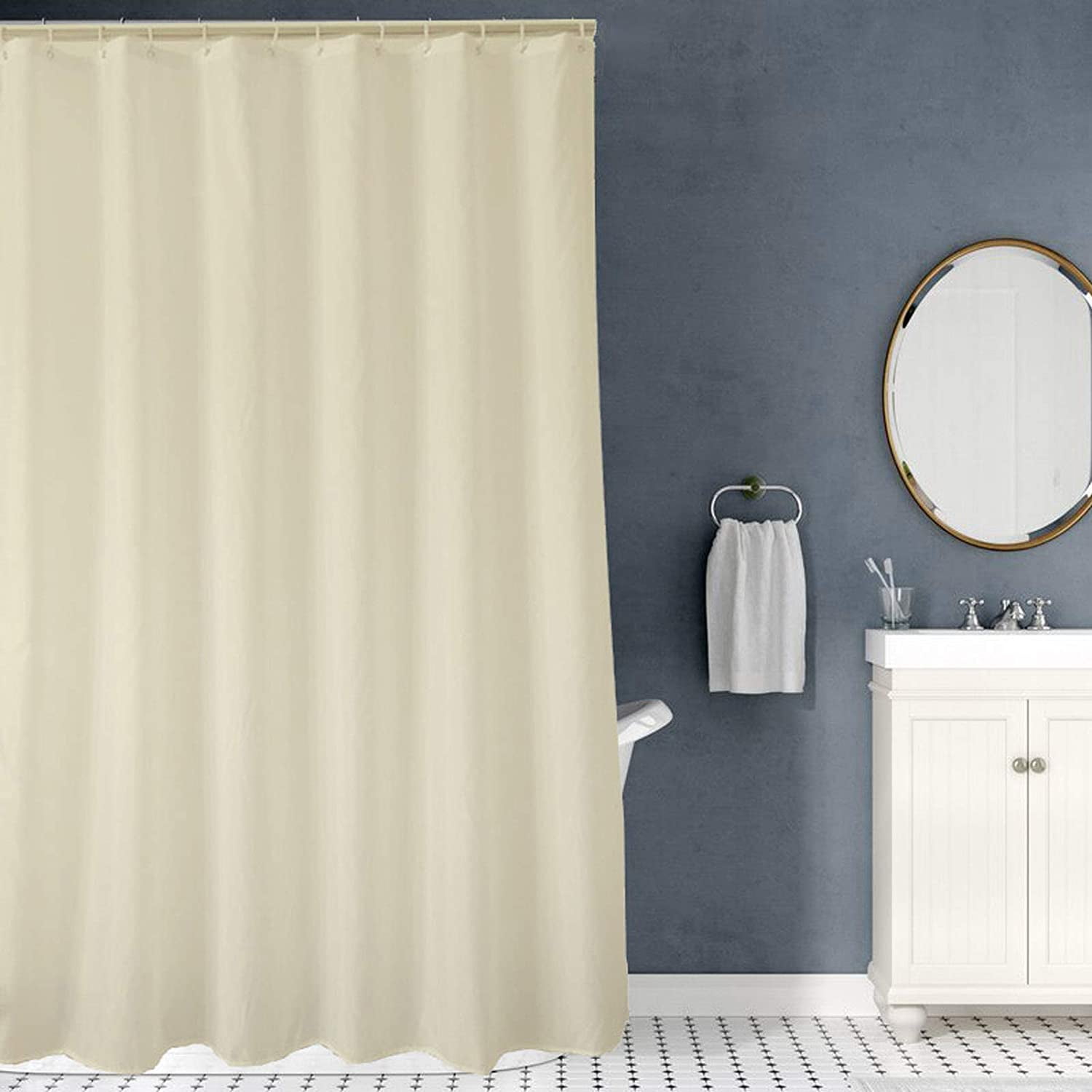 Wooden Door Waterproof Bathroom Polyester Shower Curtain Liner Water Resistant 