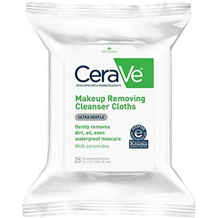 Makeup Removing Face Wipes 25 ct Ultra Gentle Cleansing Cloths to Remove Dirt and Makeup, Gently removes dirt, oil, and makeup while ceramides help restore the skin.., By (Best Face Wash To Remove Makeup)